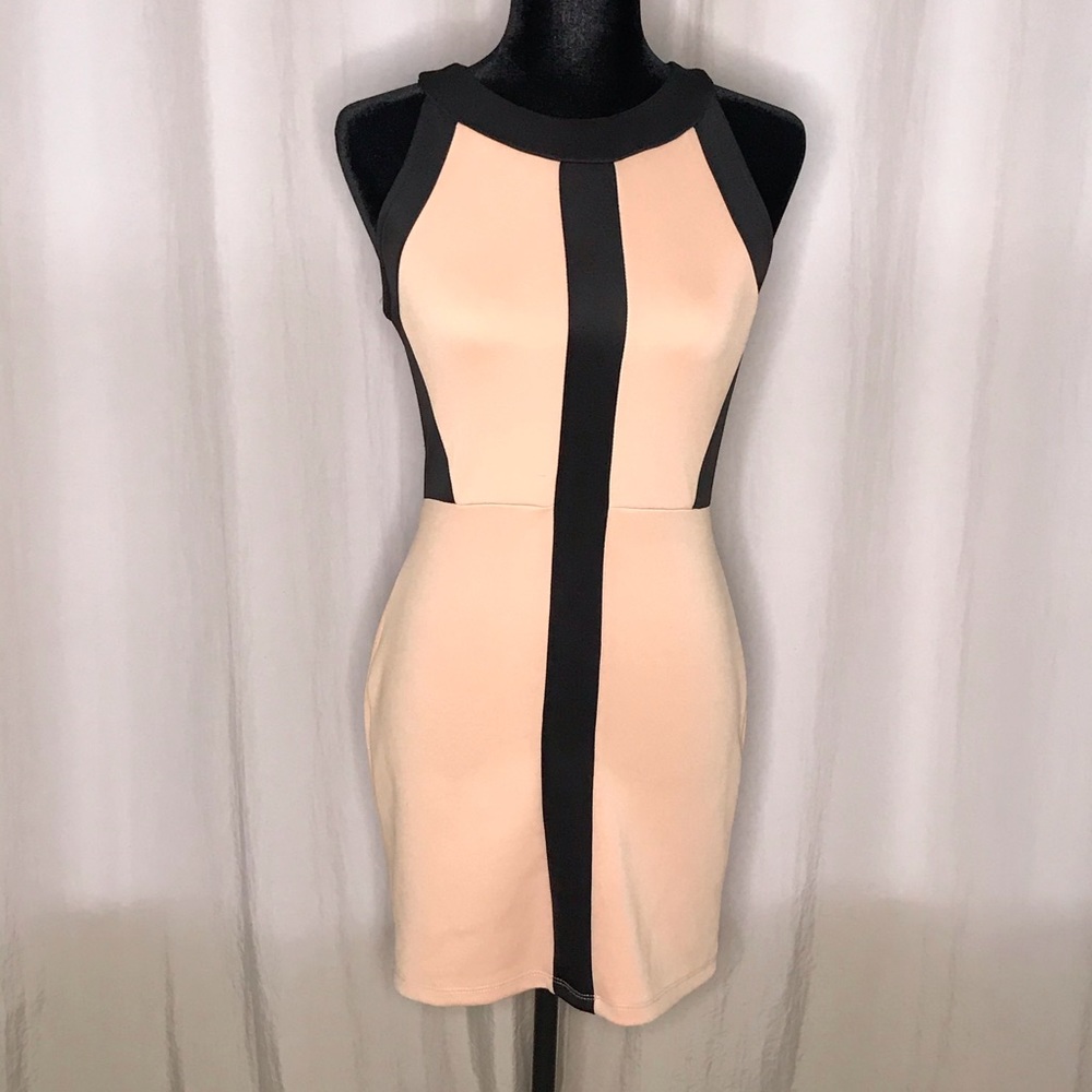Tan and black dress